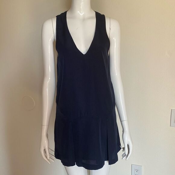 Finders Keepers Navy Mini Shift Dress with Tennis Style Pleated Skirt Size XS - Picture 2 of 12